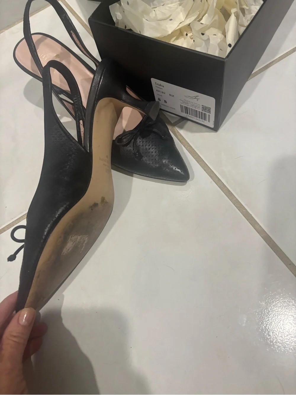 kate spade Black Pointed-Toe Slingback Pumps with Bow